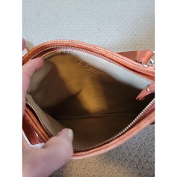 Gigi New York Embossed Leather Crossbody Bag Orange - Picture 3 of 14